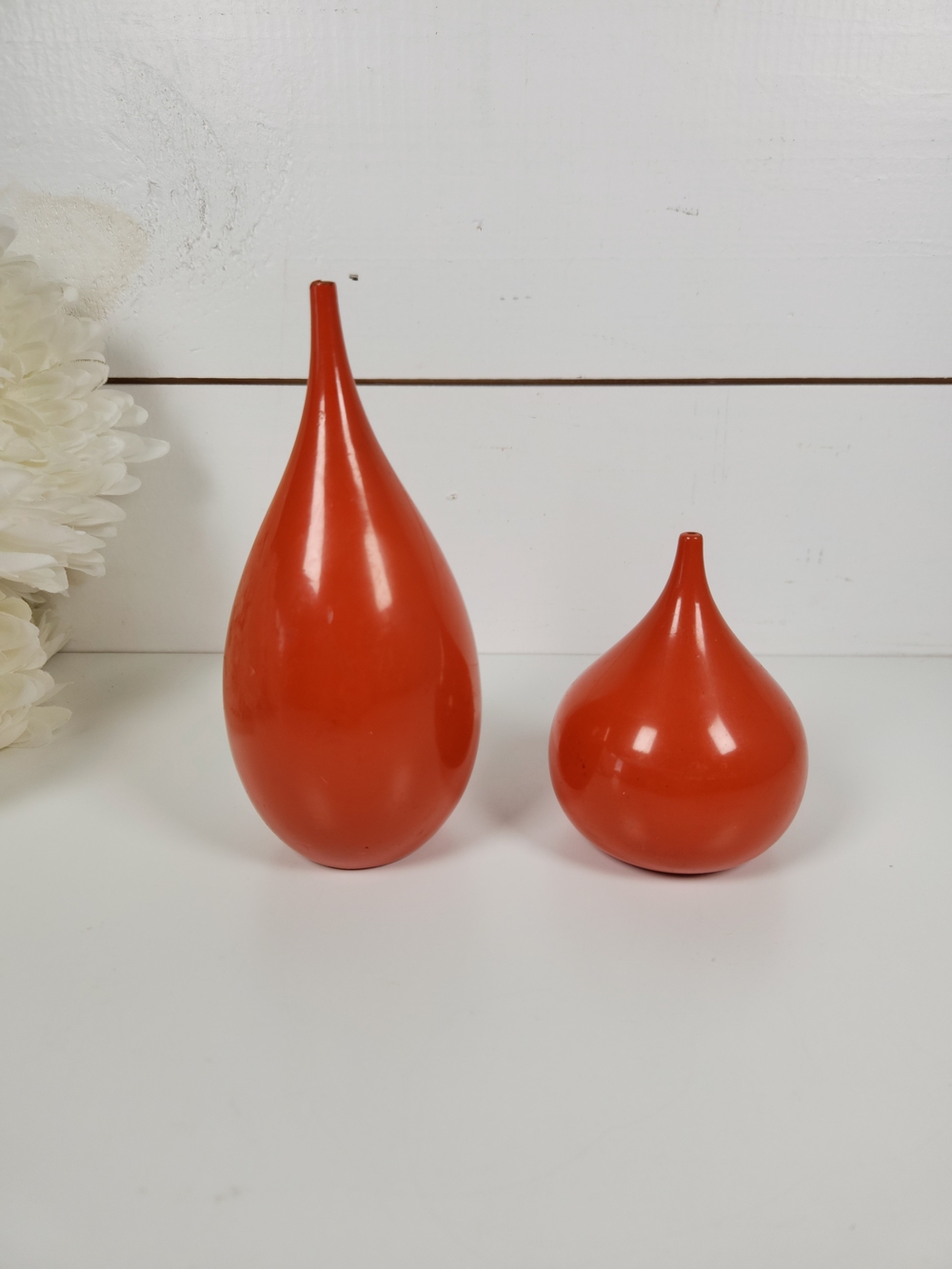 Vintage Japanese Orange Teardrop Salt & Pepper Shakers | MCM Space Age Design